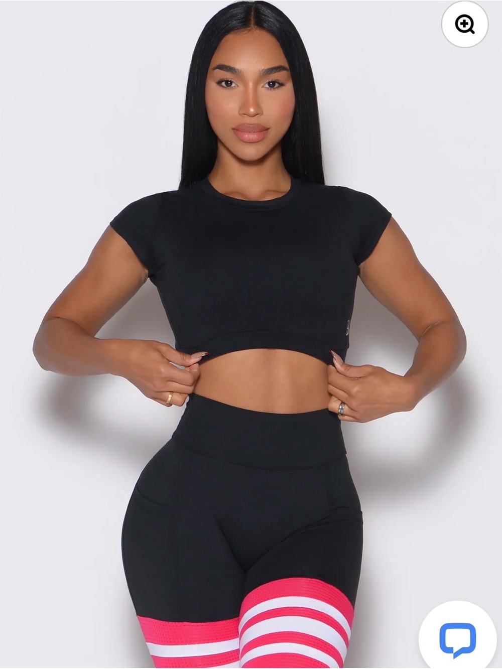 Bombshell Sportswear Open Back Tee — Black Crop Top with Cutout Back